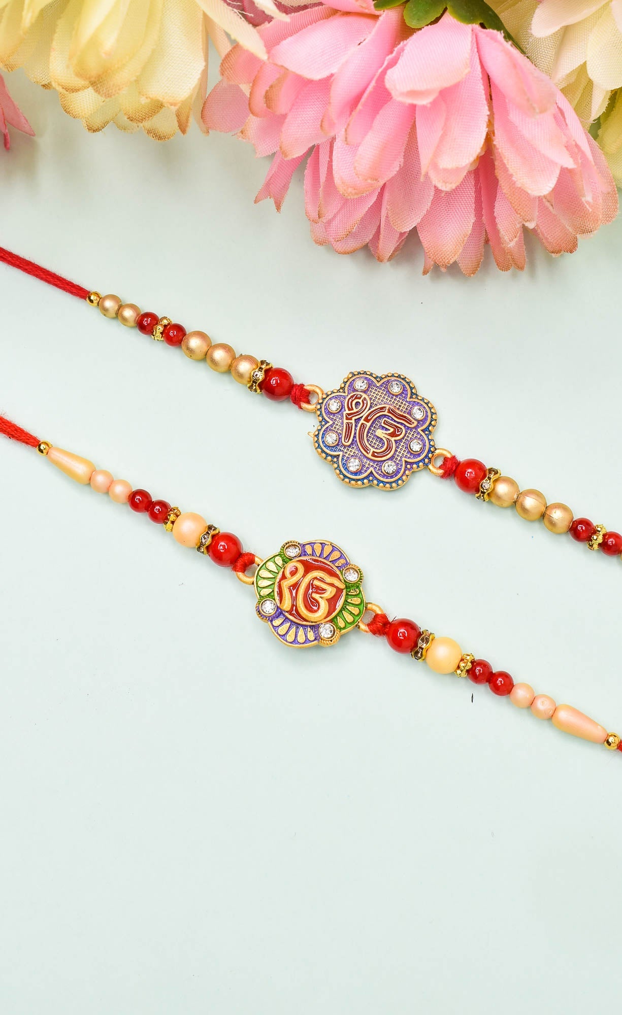 Religious IK Onkar Punjabi Rakhi set with Roli Chawal & Card| rakhi for brother and bhabhi  kids| rakhi set of 2 | resin rakhi