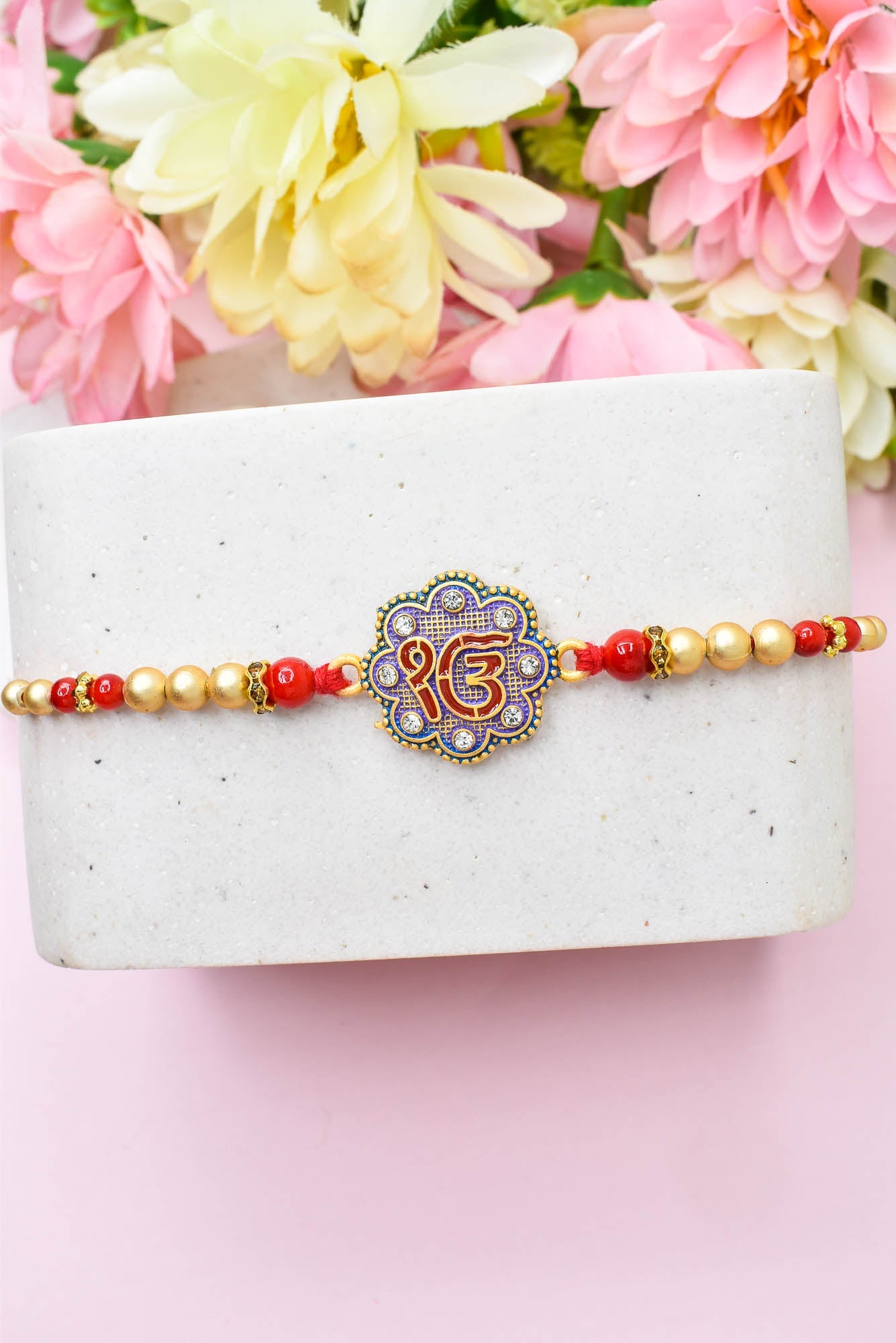 Rakhi for Brothers Rakhi for kids IK Onkar Design Hand Painted Bracelate Rakhi with Roli chawal n Rakshabandhan Gift Card Rakhi for Brother / Rakhi for Kids