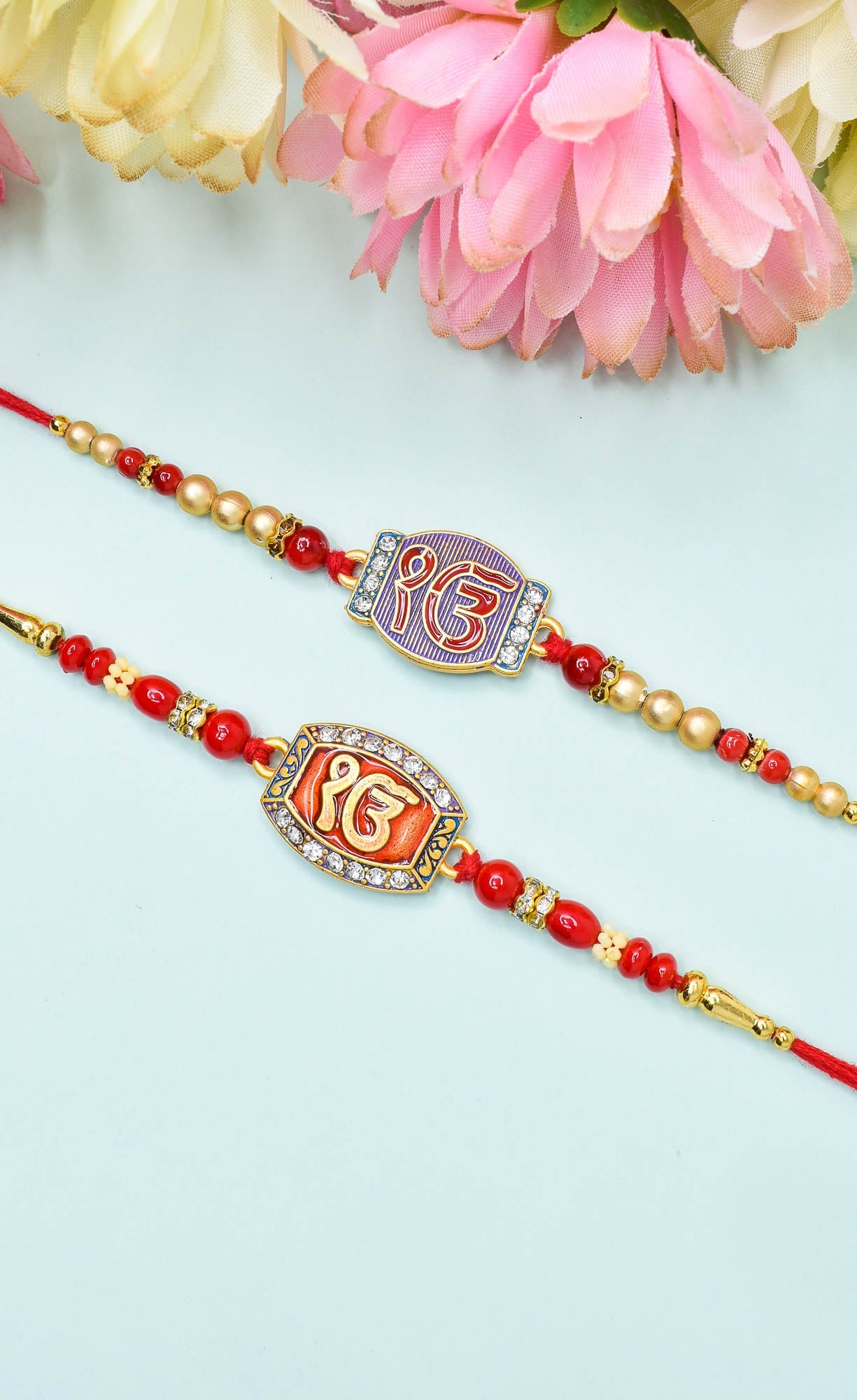 Religious IK Onkar Punjabi Rakhi set with Roli Chawal & Card| rakhi for brother and bhabhi  kids| rakhi set of 2 | resin rakhi