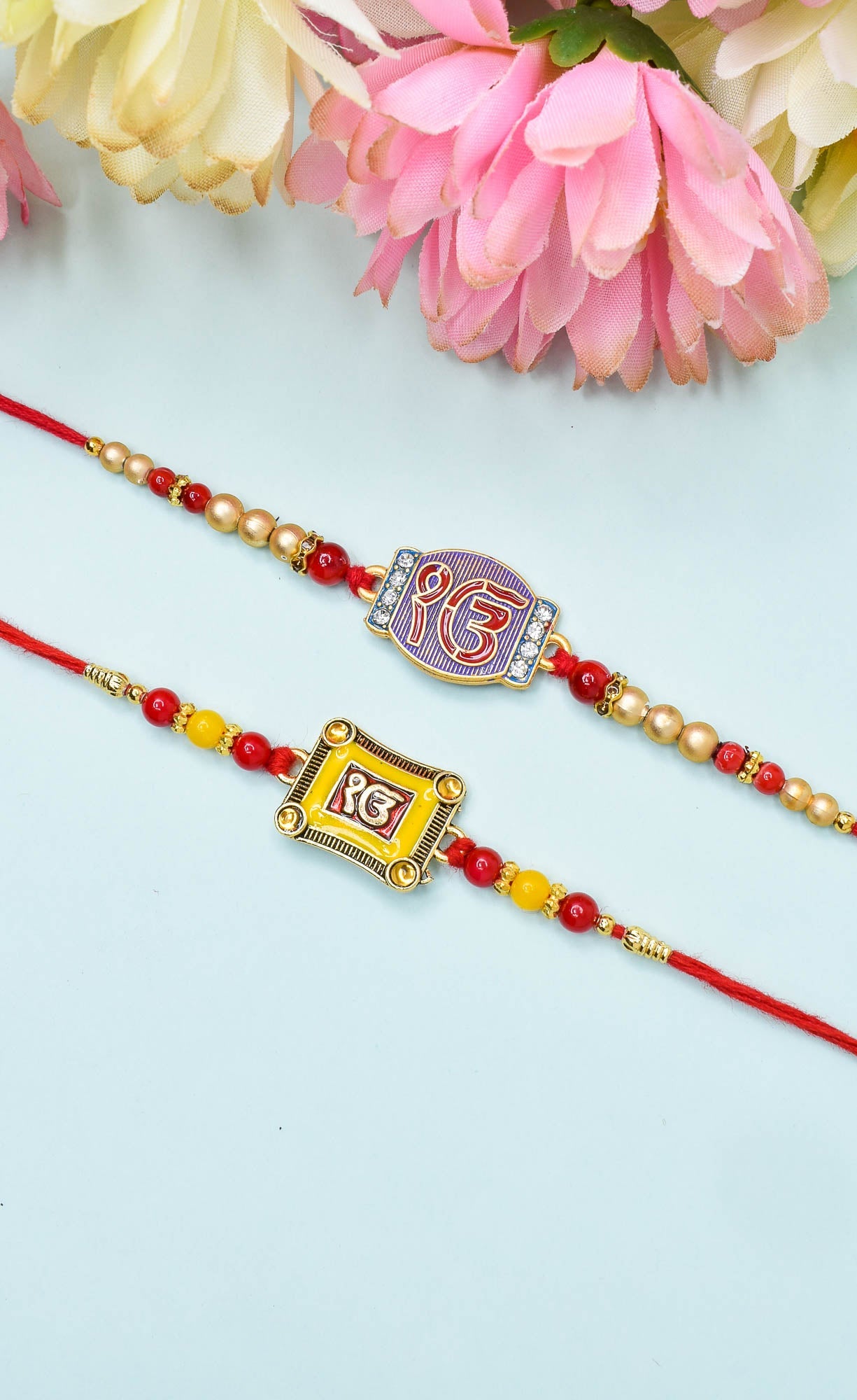 Religious IK Onkar Punjabi Rakhi set with Roli Chawal & Card| rakhi for brother and bhabhi  kids| rakhi set of 2 | resin rakhi