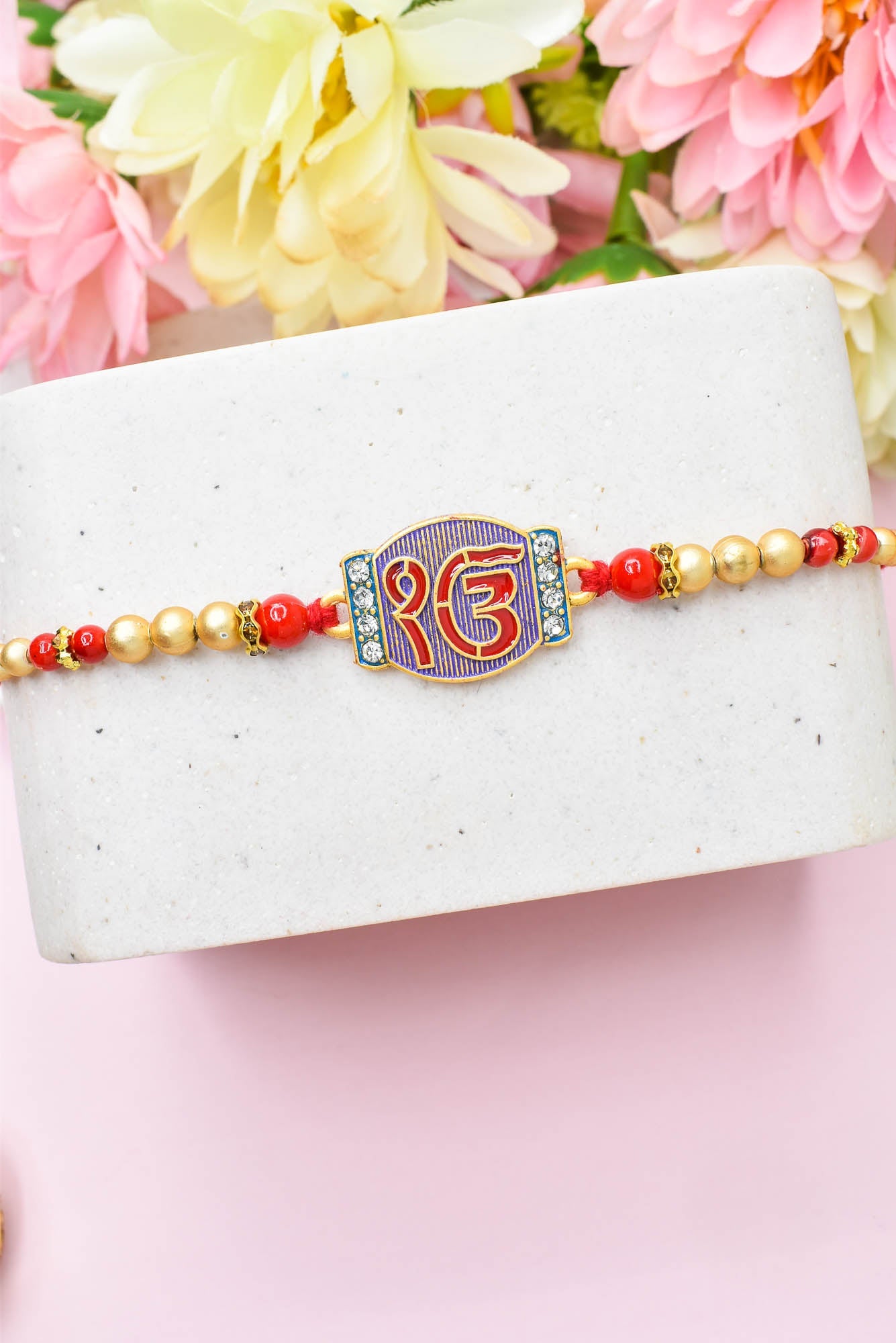 Rakhi for Brothers Rakhi for kids IK Onkar Design Hand Painted Bracelate Rakhi with Roli chawal n Rakshabandhan Gift Card Rakhi for Brother / Rakhi for Kids