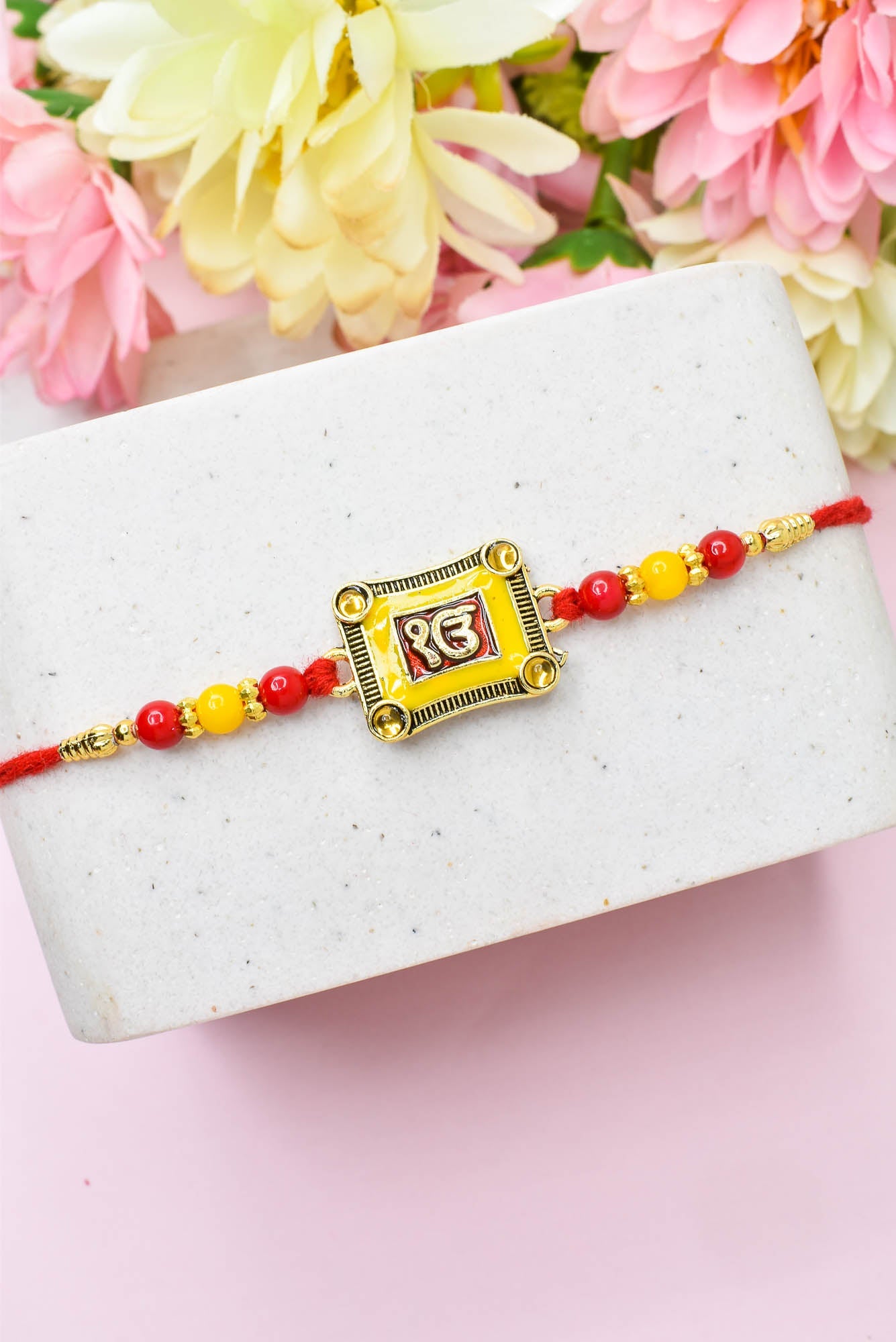 Rakhi for Brothers Rakhi for kids IK Onkar Design Hand Painted Bracelate Rakhi with Roli chawal n Rakshabandhan Gift Card Rakhi for Brother / Rakhi for Kids