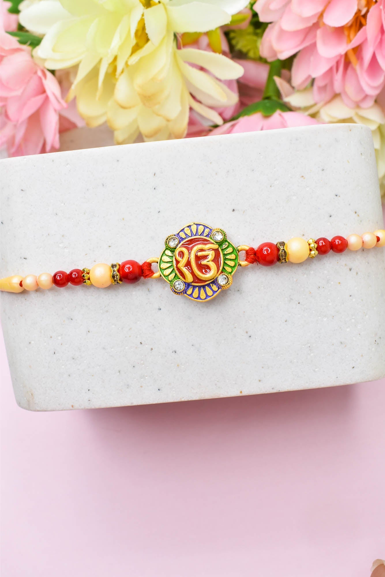 IK Onkar Design Hand Painted Bracelate Rakhi Set of 3  with Roli chawal n RakshabandhanRakhi  for Brother Rakhi  for Kids