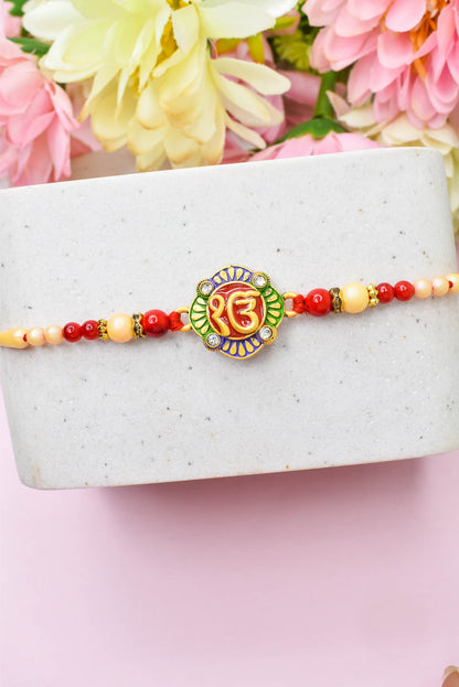 IK Onkar Design Hand Painted Bracelate Rakhi Set of 3  with Roli chawal n RakshabandhanRakhi  for Brother Rakhi  for Kids