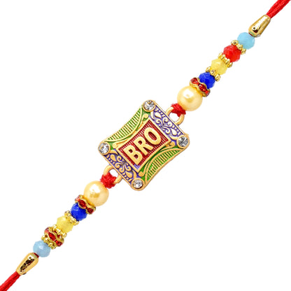 Fancy Matt Finish BRO Rakhi set with Roli Chawal & Card| rakhi for brother and bhabhi  kids| rakhi set of 2 | resin rakhi