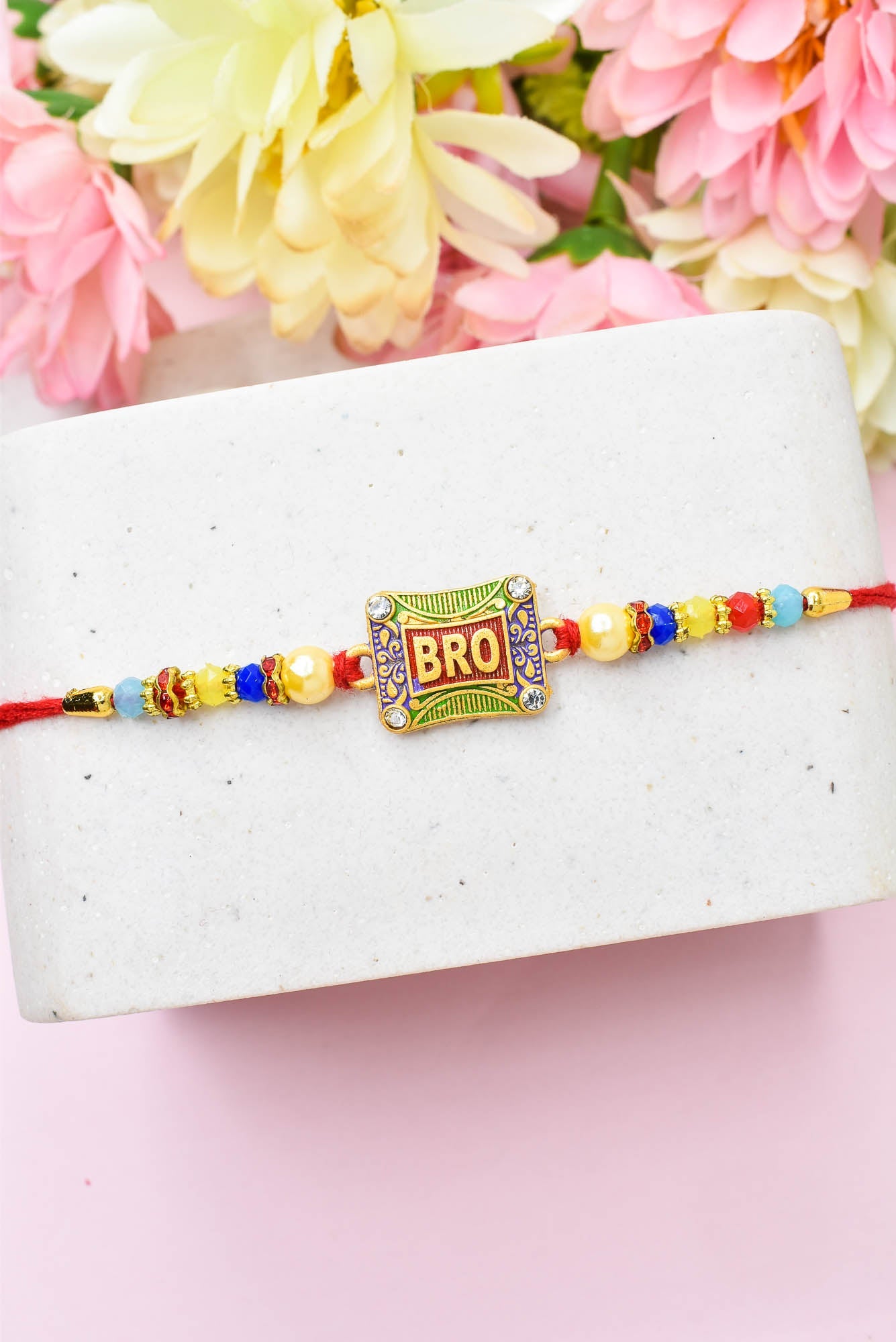 Rakhi for Brothers Rakhi for kids BRO Design Hand Painted Bracelate Rakhi with Roli chawal n Rakshabandhan Gift Card Rakhi for Brother / Rakhi for Kids