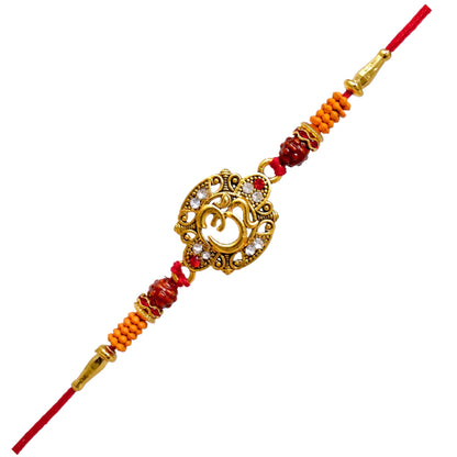 Spritual OM with A.D. stone Combo Rakhi set with Roli Chawal & Card| rakhi for brother and bhabhi  kids| rakhi set of 2 | resin rakhi