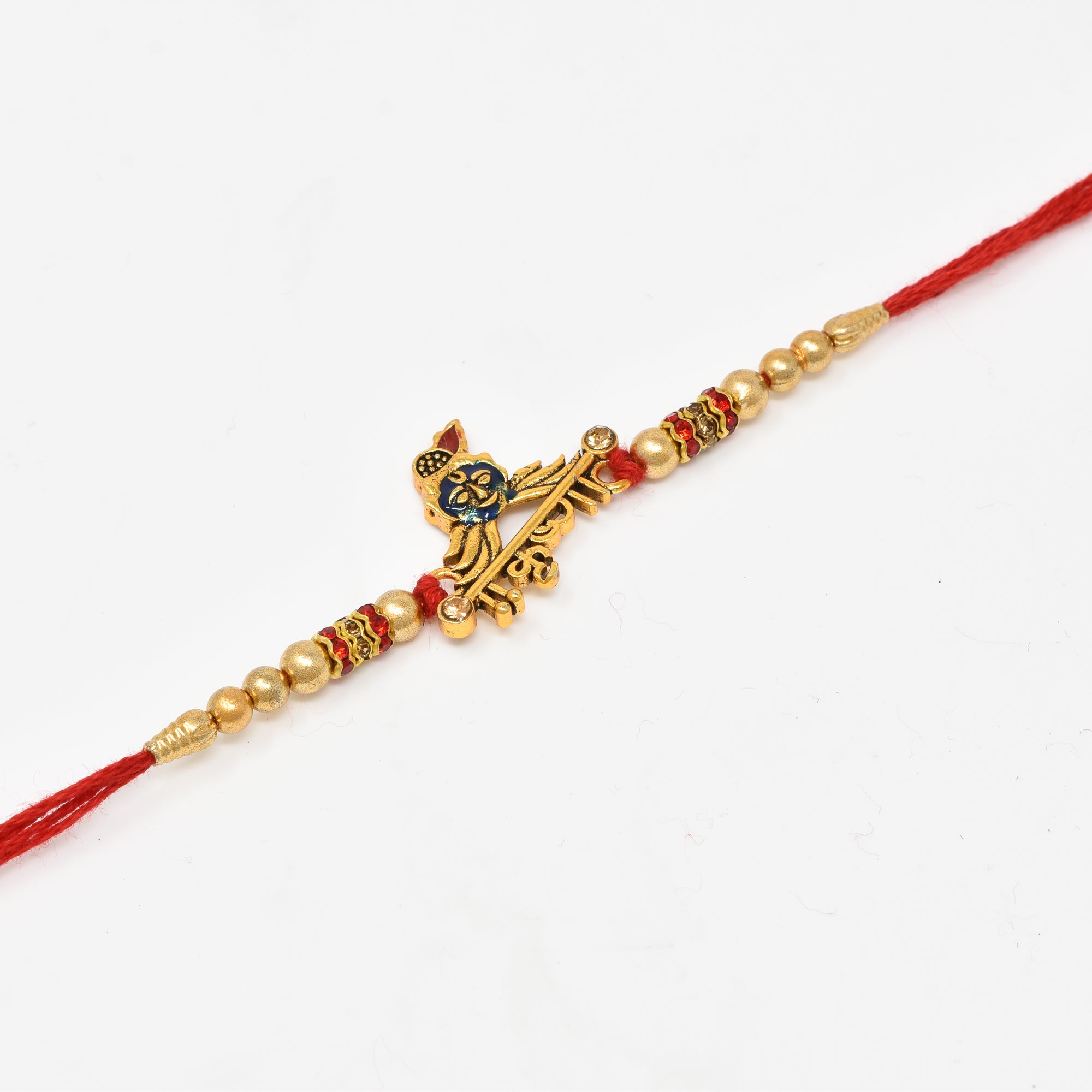 Shree Krishna Theme Rakhi with Roli Chaval and Rakshabandhan Gift Card For Men n Boys