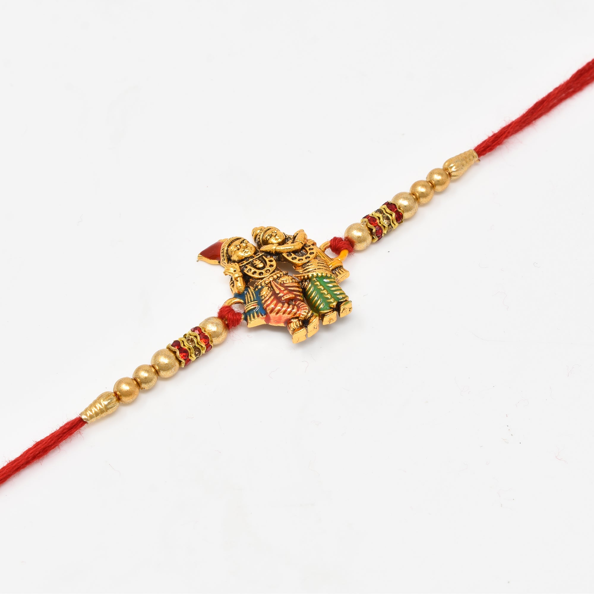 Radha Krishna Theme Rakhi with Roli Chaval and Rakshabandhan Gift Card For Men n Boys