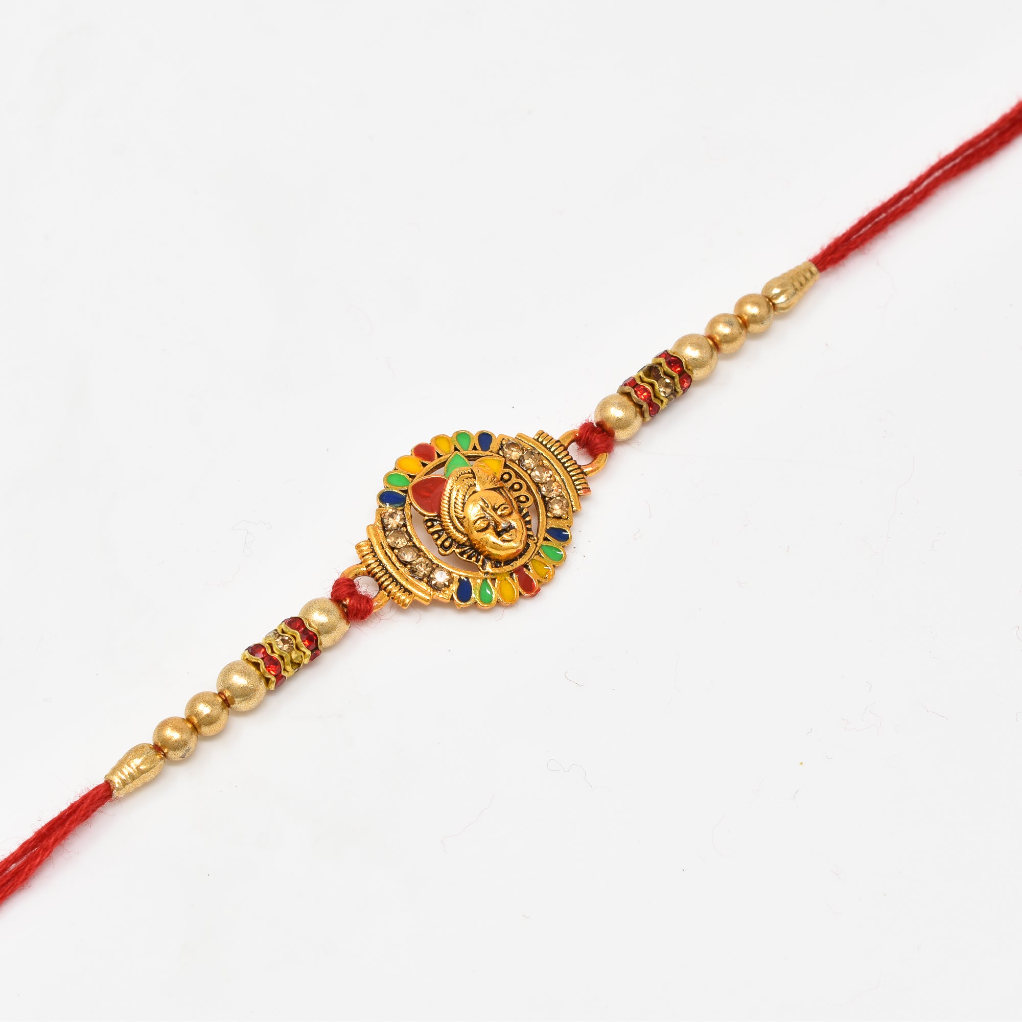 Krishna Combo of 3 Rakhi with Roli Chaval and Rakshabandhan Gift Card For Men n Boys