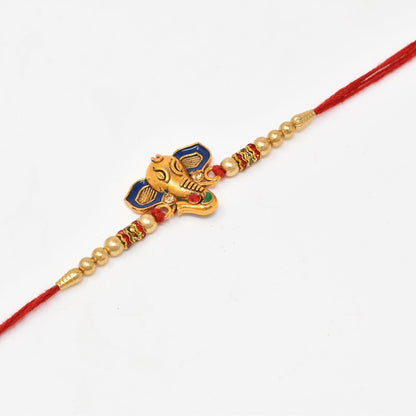 पुरुषों और लड़कों के लिए रोली चावल और रक्षाबंधन गिफ्ट कार्ड के साथ गजानंद कॉम्बो 2 राखी