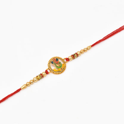 Divine Ganesha Combo of 3 Rakhi with Roli Chaval and Rakshabandhan Gift Card For Men n Boys