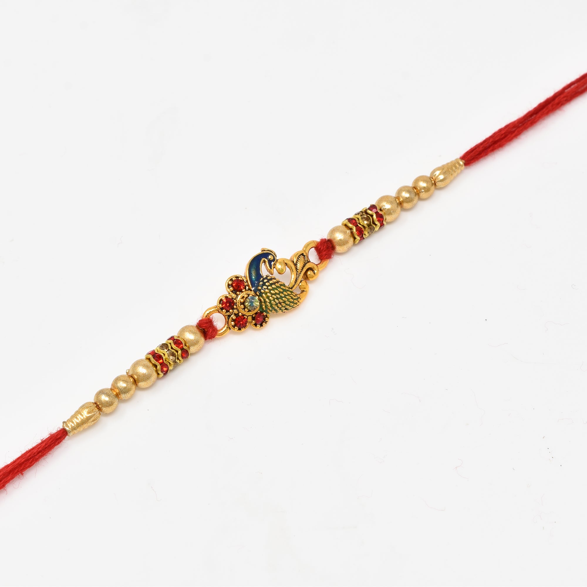 Traditional Peacock Rakhi with Roli Chaval and Rakshabandhan Gift Card For Men n Boys