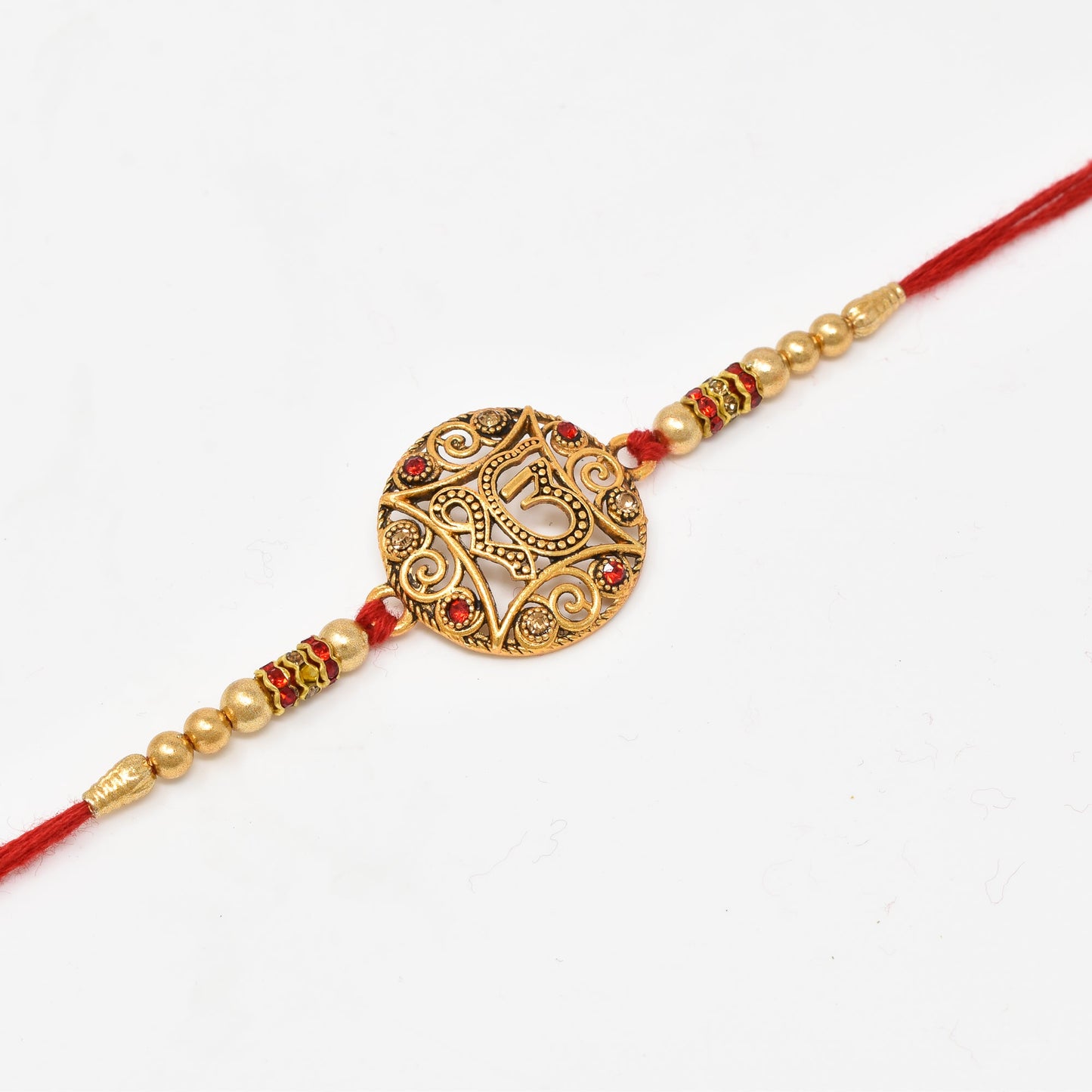 Gold Plated Spiritual Ek Onkar Combo 2 Rakhi  with Roli Chaval and Rakshabandhan Gift Card For Men n Boys