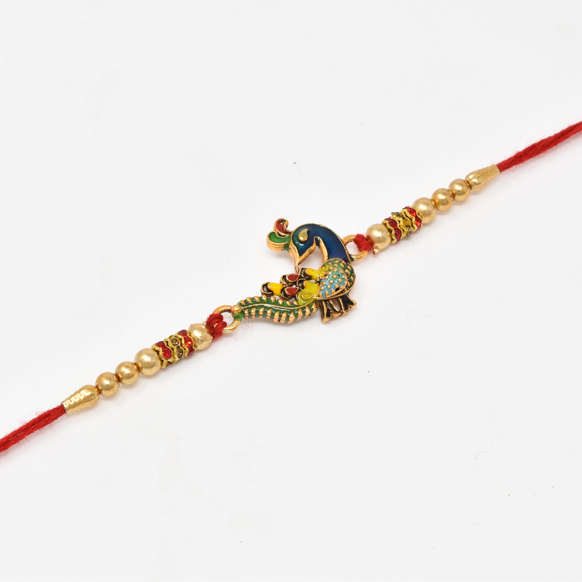 Hand Pained Peacock Combo of 3 Rakhi with Roli Chaval and Rakshabandhan Gift Card For Men n Boys