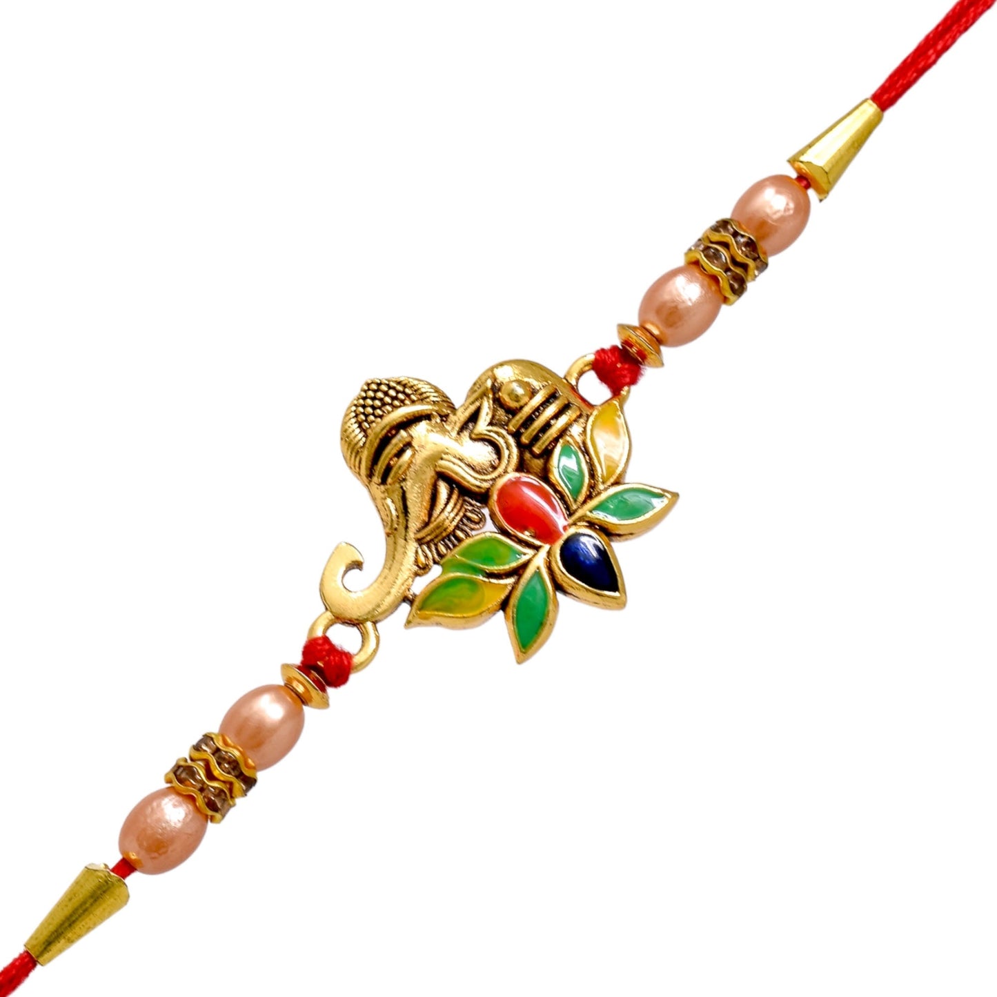 Gold Ganesha Elegant Rakhi set with Roli Chawal & Card| rakhi for brother and bhabhi  kids| rakhi set of 2 | resin rakhi