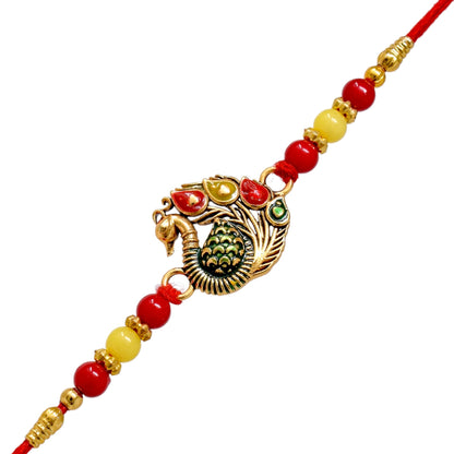 Brass Stylish Art Rakhi Multicolor Peacock  Rakhi set with Roli Chawal & Card| rakhi for brother and bhabhi  kids| rakhi set of 2 | resin rakhi