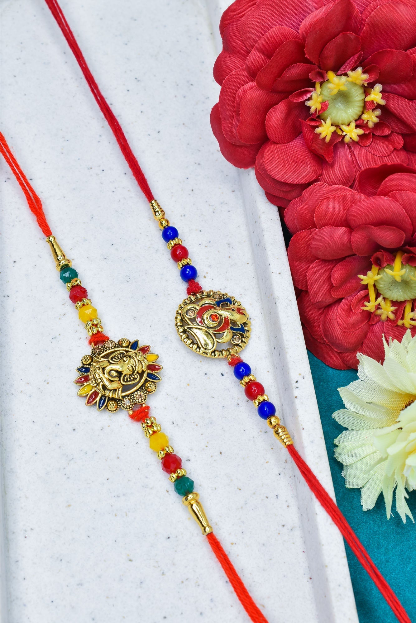 Elegant Ganesha Rakhi set with Roli Chawal & Card| rakhi for brother and bhabhi  kids| rakhi set of 2 | resin rakhi