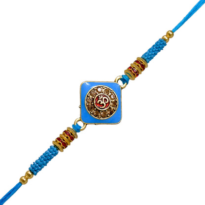 OM Multicolor Rakhi set with Roli Chawal & Card| rakhi for brother and bhabhi  kids| rakhi set of 2 | resin rakhi