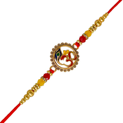 OM Rakhi set with Roli Chawal & Card| rakhi for brother and bhabhi  kids| rakhi set of 2 | resin rakhi