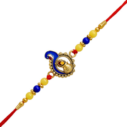 Brass Stylish Art Rakhi Multicolor Peacock  Rakhi set with Roli Chawal & Card| rakhi for brother and bhabhi  kids| rakhi set of 2 | resin rakhi