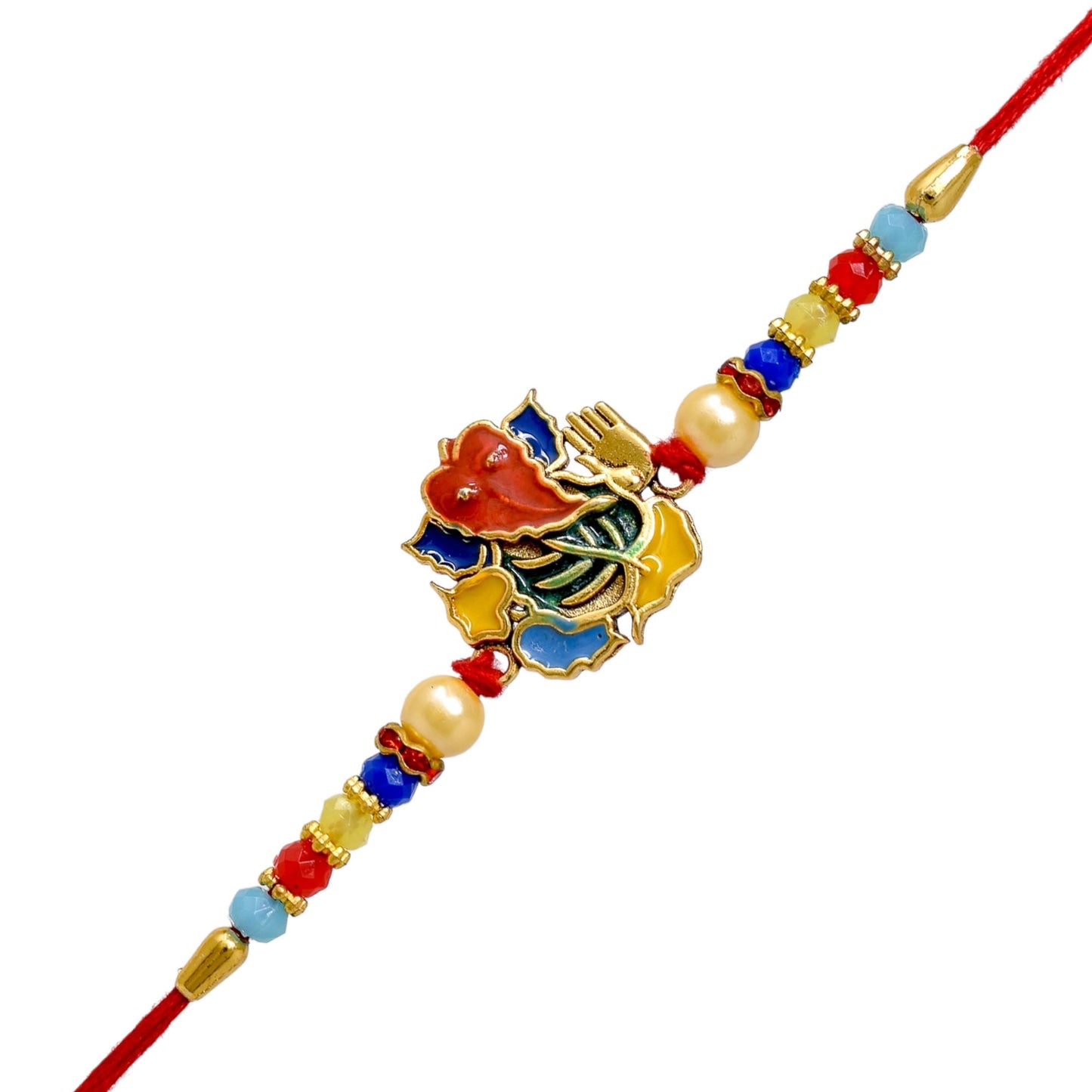 Brass Ganesha Rakhi set with Roli Chawal & Card| rakhi for brother and bhabhi  kids| rakhi set of 2 | resin rakhi