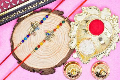 Shri Krishana Rakhi set with Roli Chawal & Card| rakhi for brother and bhabhi  kids| rakhi set of 2 | resin rakhi