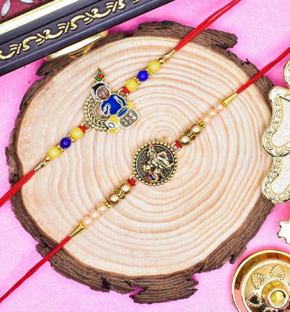 Shri Krishana Rakhi set with Roli Chawal & Card| rakhi for brother and bhabhi  kids| rakhi set of 2 | resin rakhi