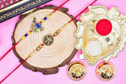 Shri Krishana Rakhi set with Roli Chawal & Card| rakhi for brother and bhabhi  kids| rakhi set of 2 | resin rakhi