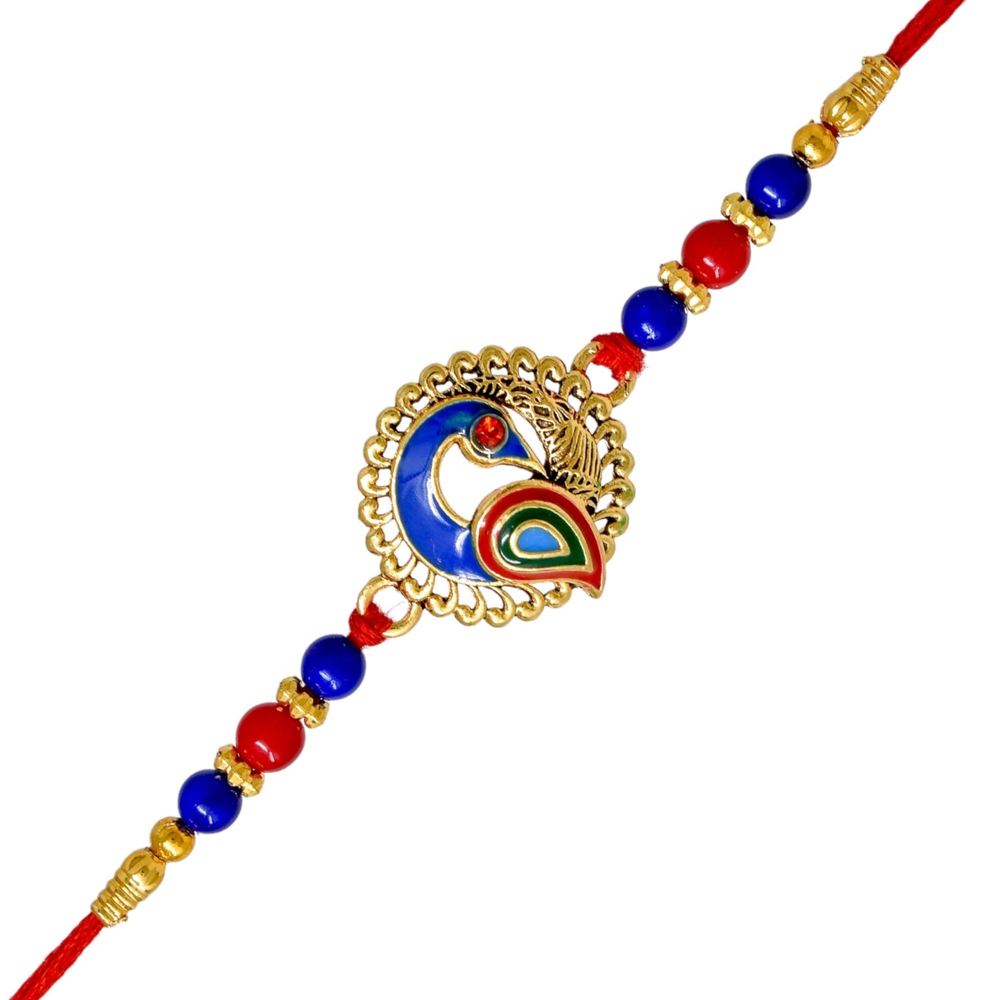 Brass Stylish Art Rakhi Multicolor Peacock  Rakhi set with Roli Chawal & Card| rakhi for brother and bhabhi  kids| rakhi set of 2 | resin rakhi