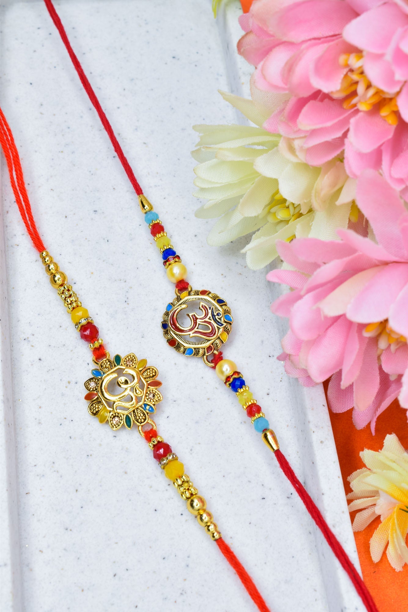 OM Rakhi set with Roli Chawal & Card| rakhi for brother and bhabhi  kids| rakhi set of 2 | resin rakhi