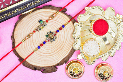 Shri Krishana n Radhe Rakhi set with Roli Chawal & Card| rakhi for brother and bhabhi  kids| rakhi set of 2 | resin rakhi