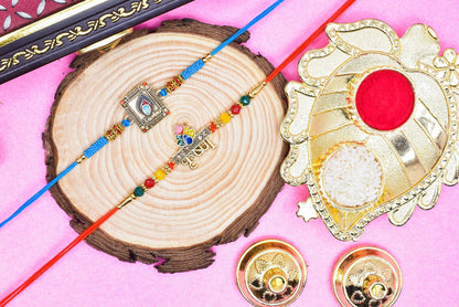 Shri Krishana Rakhi set with Roli Chawal & Card| rakhi for brother and bhabhi  kids| rakhi set of 2 | resin rakhi