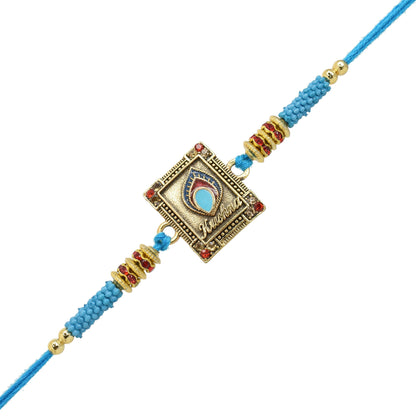 Shri Krishana Rakhi set with Roli Chawal & Card| rakhi for brother and bhabhi  kids| rakhi set of 2 | resin rakhi