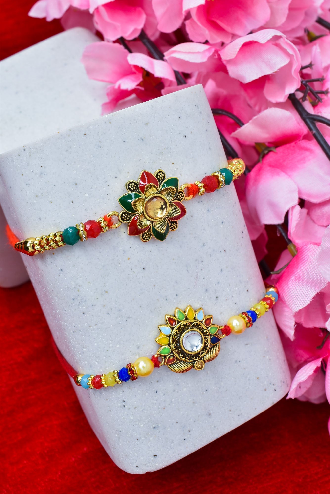 Colorful Meenakari Rakhi Combo rakhi set with Roli Chawal & Card| rakhi for brother and bhabhi  kids| rakhi set of 2 | resin rakhi