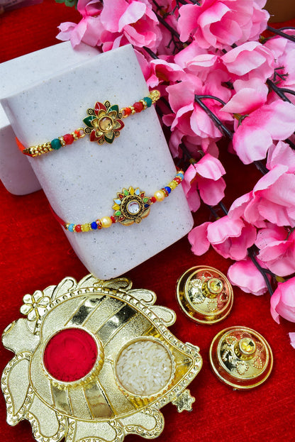 Colorful Meenakari Rakhi Combo rakhi set with Roli Chawal & Card| rakhi for brother and bhabhi  kids| rakhi set of 2 | resin rakhi