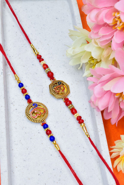 IK-ONKAR Punjabi Rakhi set with Roli Chawal & Card| rakhi for brother and bhabhi  kids| rakhi set of 2 | resin rakhi