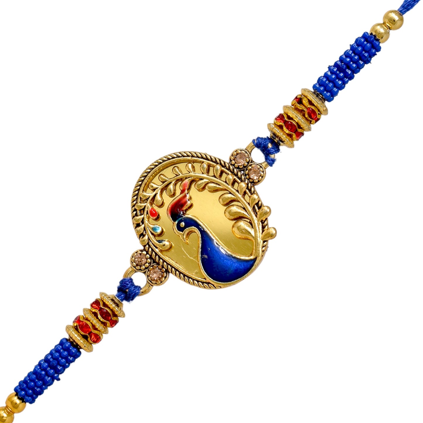 Brass Mirror Art Rakhi Multicolor Peacock  Rakhi set with Roli Chawal & Card| rakhi for brother and bhabhi  kids| rakhi set of 2 | resin rakhi