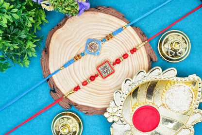 OM n Swastik Rakhi set with Roli Chawal & Card| rakhi for brother and bhabhi  kids| rakhi set of 2 | resin rakhi