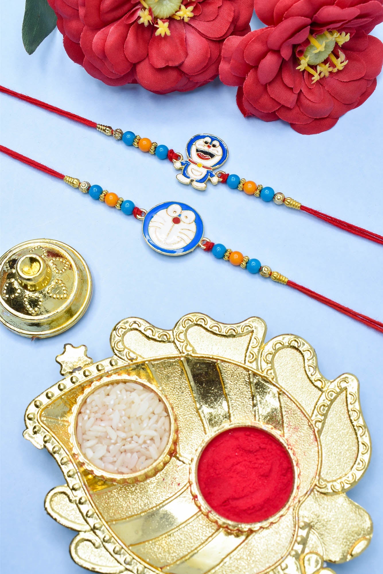 Cartoon Character Rakhi set with Roli Chawal & Card| rakhi for brother and bhabhi  kids| rakhi set of 2 | resin rakhi