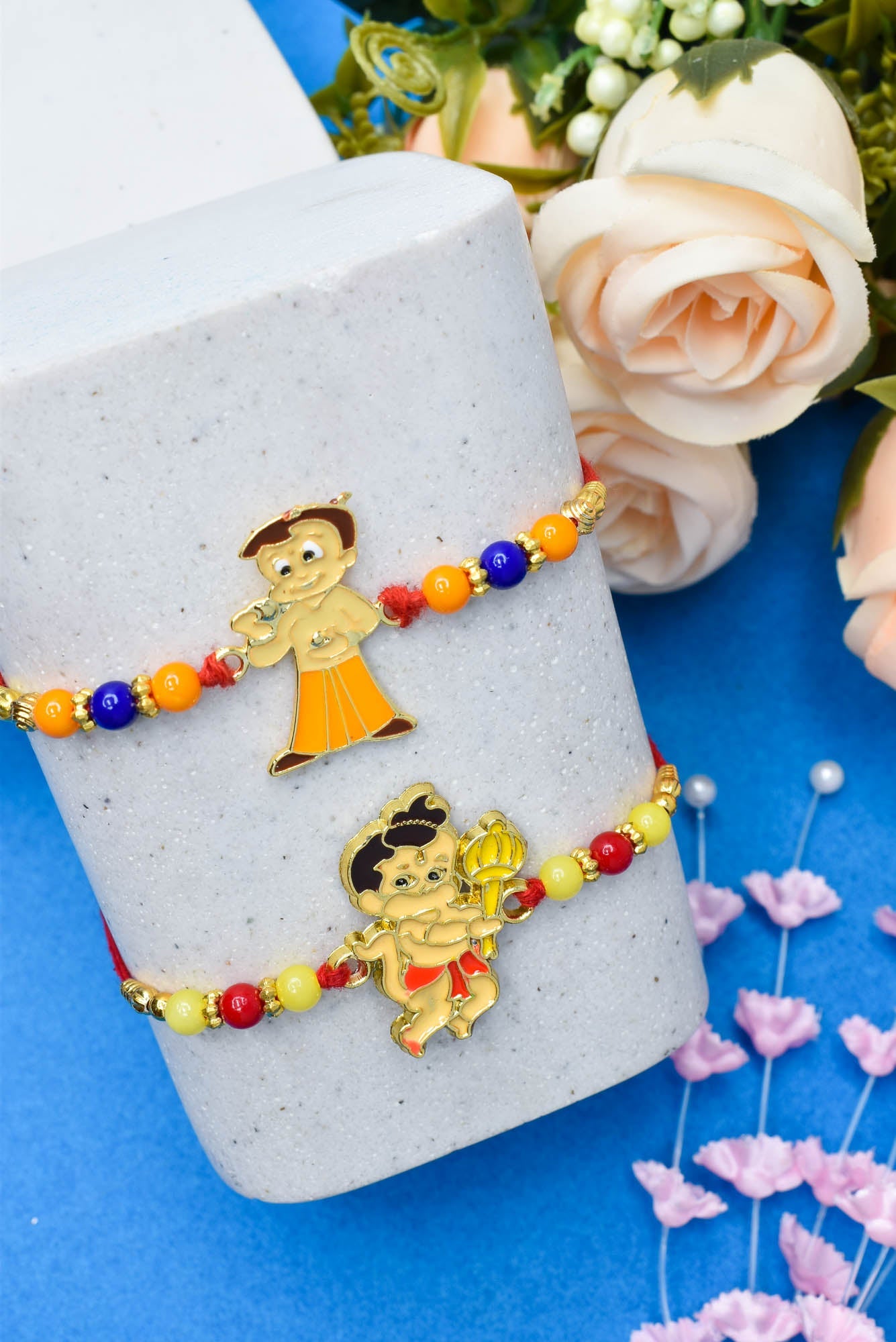 Cartoon Character Rakhi set with Roli Chawal & Card| rakhi for brother and bhabhi  kids| rakhi set of 2 | resin rakhi