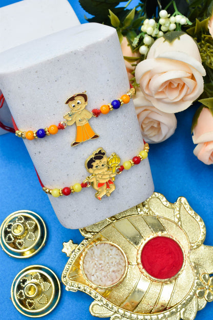 Cartoon Character Rakhi set with Roli Chawal & Card| rakhi for brother and bhabhi  kids| rakhi set of 2 | resin rakhi