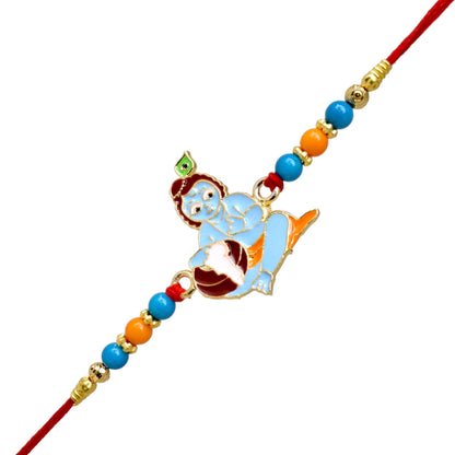 Fancy Krishana Rakhi set with Roli Chawal & Card| rakhi for brother and bhabhi  kids| rakhi set of 2 | resin rakhi