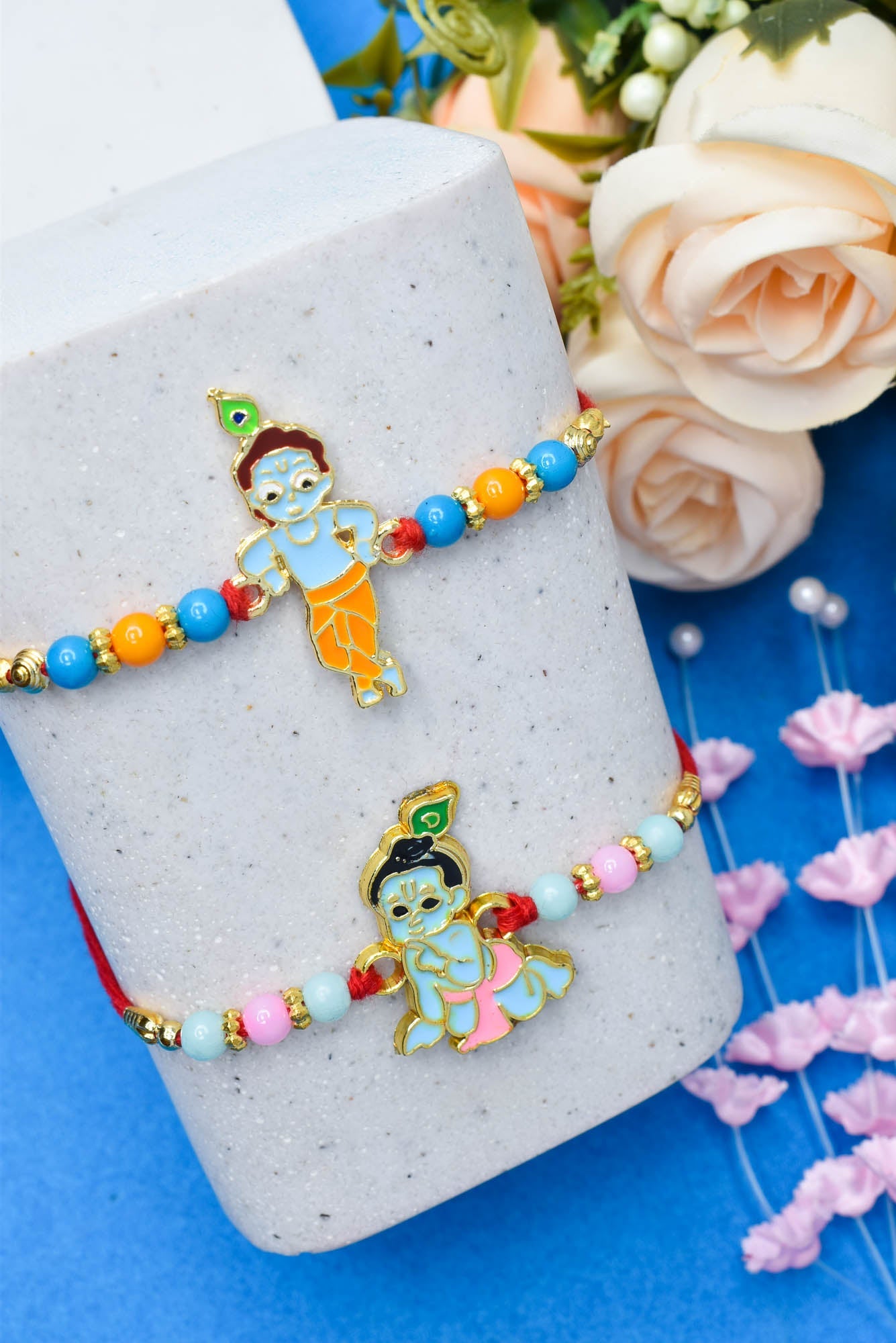 Bal Krishana Character Rakhi set with Roli Chawal & Card| rakhi for brother and bhabhi  kids| rakhi set of 2 | resin rakhi