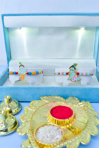 Bal Krishana Character Rakhi set with Roli Chawal & Card| rakhi for brother and bhabhi  kids| rakhi set of 2 | resin rakhi