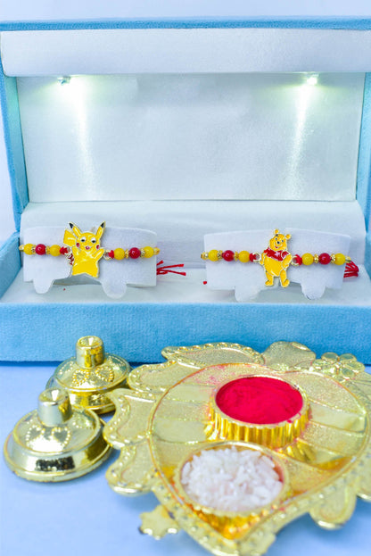 Fancy Cartton Character Rakhi set with Roli Chawal & Card| rakhi for brother and bhabhi  kids| rakhi set of 2 | resin rakhi