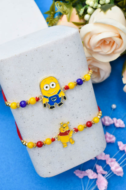 Fancy Cartoon Character Rakhi set with Roli Chawal & Card| rakhi for brother and bhabhi  kids| rakhi set of 2 | resin rakhi