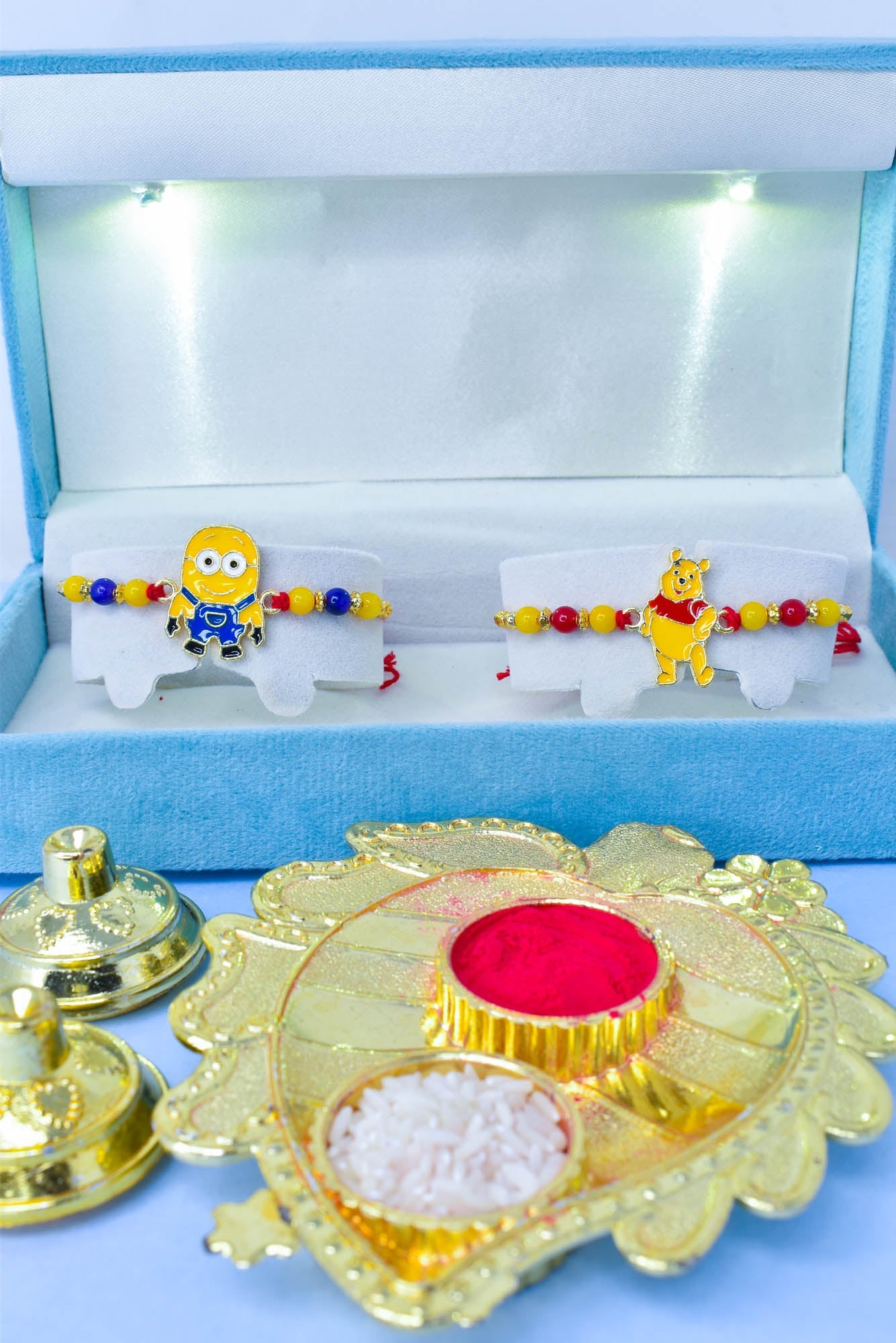 Fancy Cartoon Character Rakhi set with Roli Chawal & Card| rakhi for brother and bhabhi  kids| rakhi set of 2 | resin rakhi