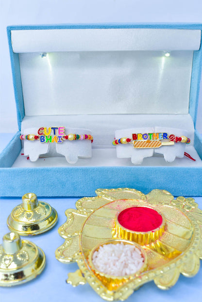 Alphabetical Letter Rakhi set with Roli Chawal & Card| rakhi for brother and bhabhi  kids| rakhi set of 2 | resin rakhi