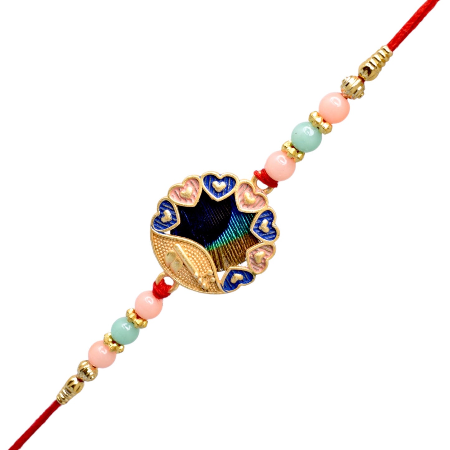 Fancy Krishana theme Morpankh Rakhi set with Roli Chawal & Card| rakhi for brother and bhabhi  kids| rakhi set of 2 | resin rakhi